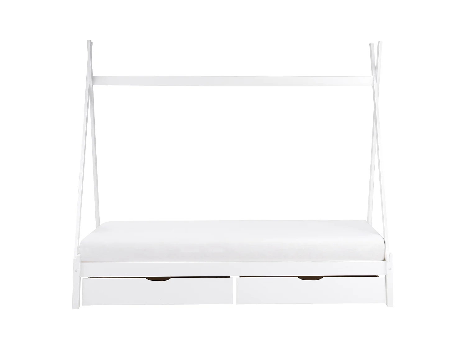 Tipi-Kinderbett mit Schubladen Kiefernholz weiss Lattenrost 90 x 200 cm DEVAY