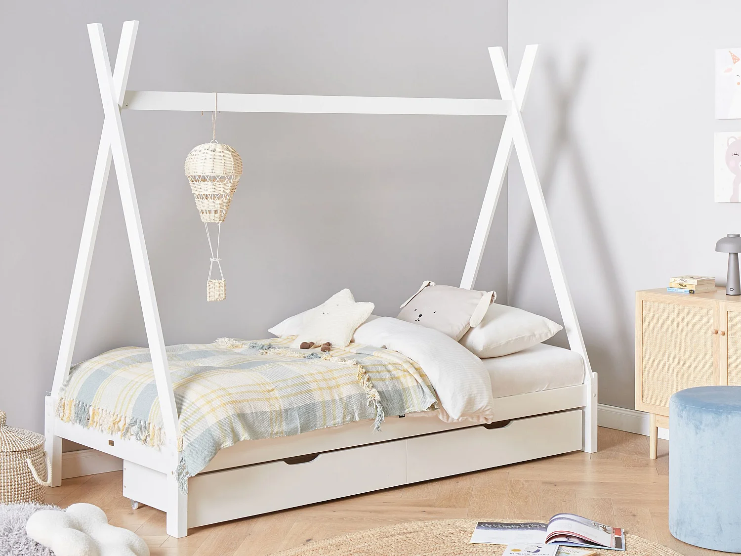 Letto per bambini con cassetti legno bianco 90 x 200 cm DEVAY