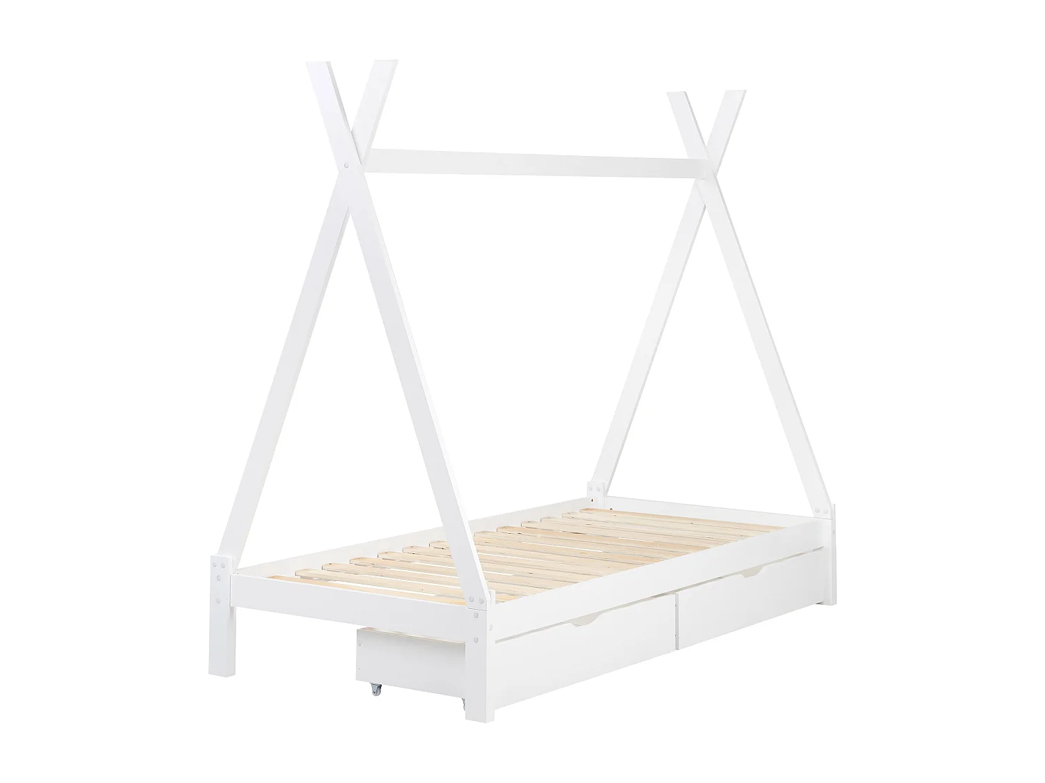 Lit à tiroirs pour enfants Tipi Bois de pin DEVAY 90 x 200 cm Blanc