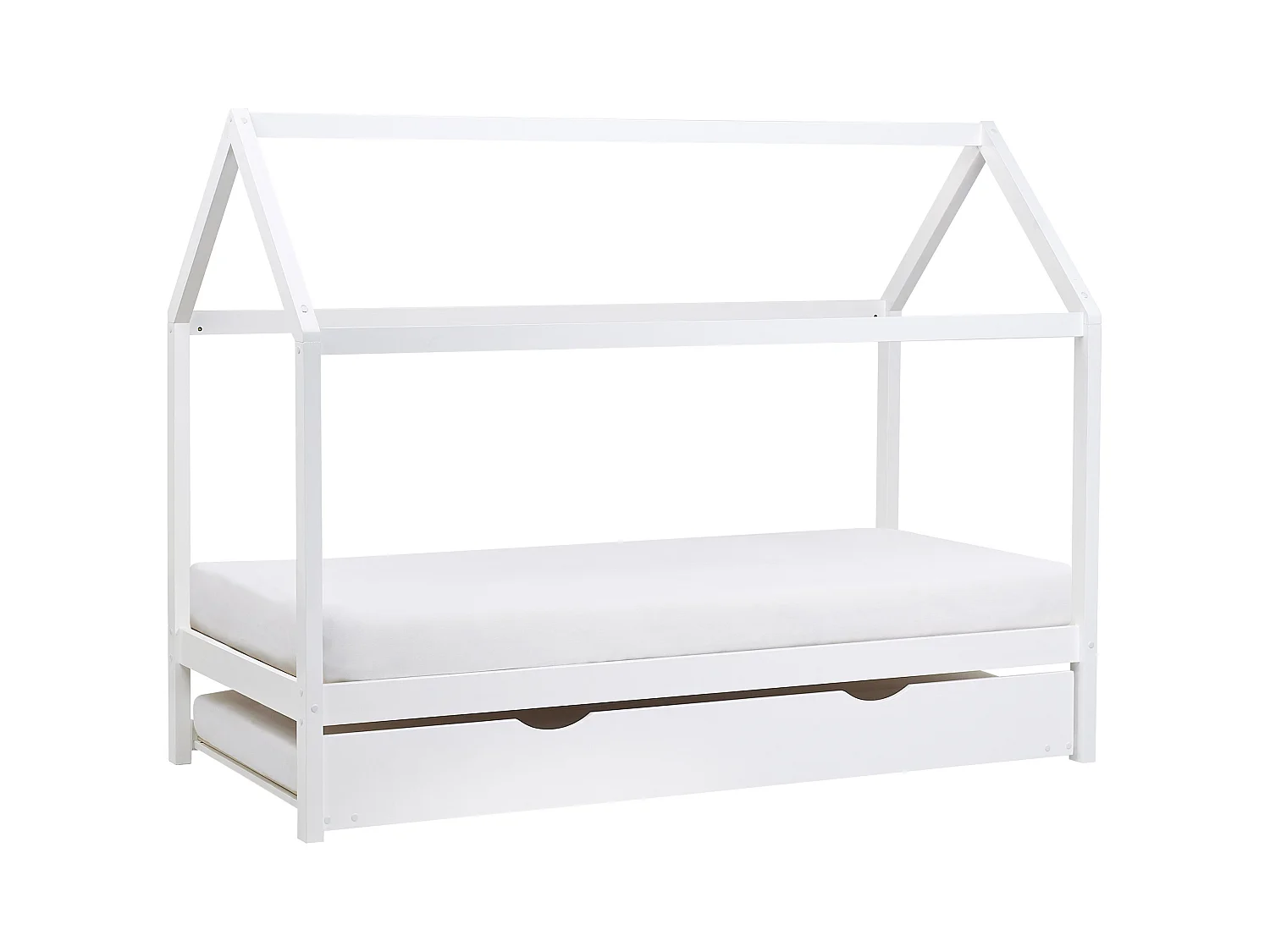 Lit gigogne enfant Bois de pin CRILLON 90 x 200 cm Blanc