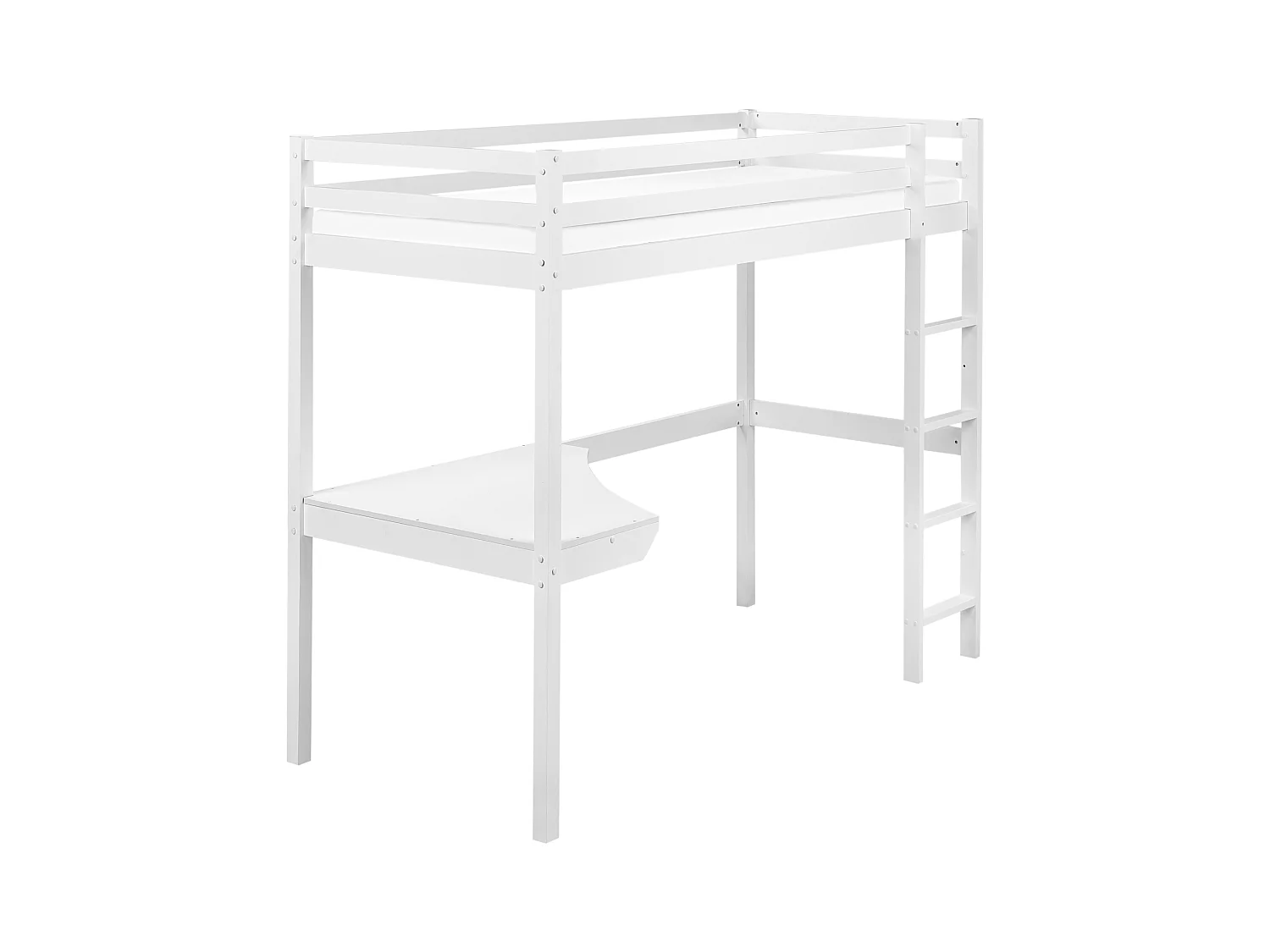 Lit superposé avec bureau Bois de pin LOURY 90 x 200 cm Blanc