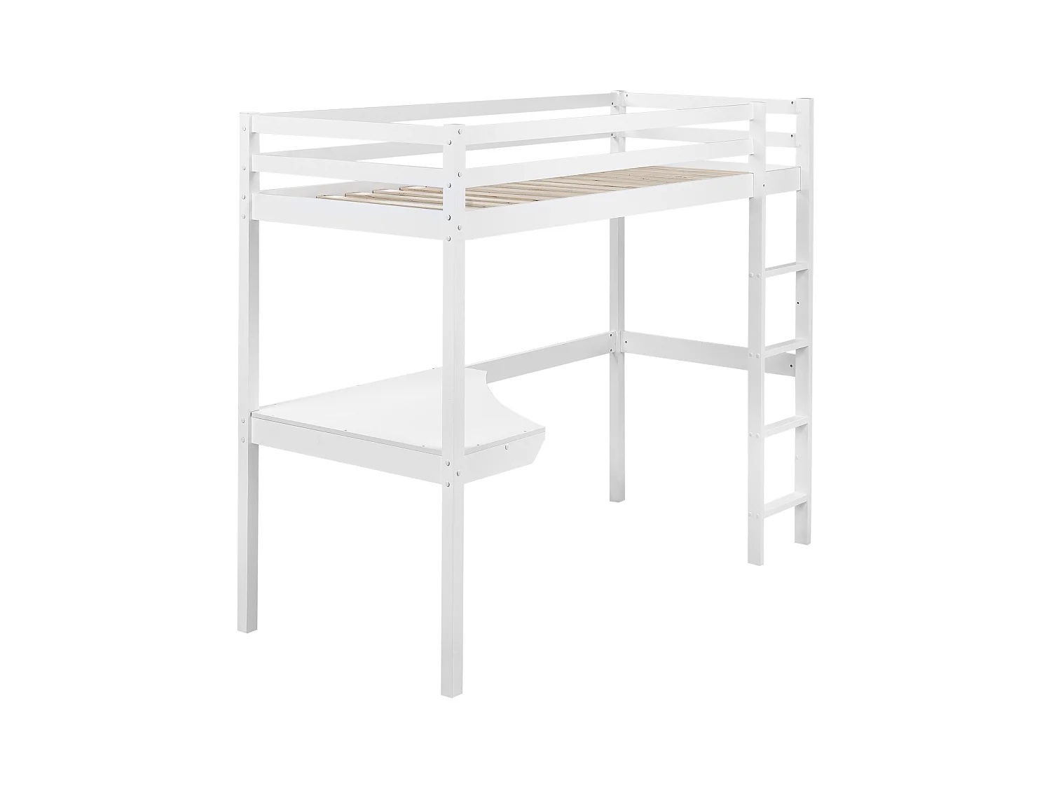 Lit superposé avec bureau Bois de pin LOURY 90 x 200 cm Blanc