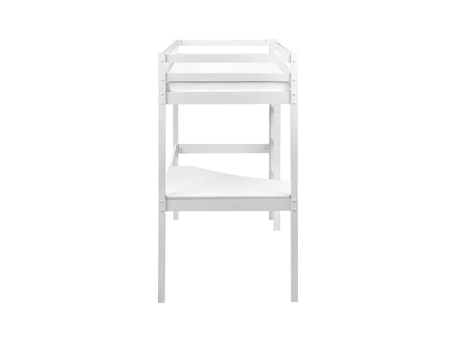 Lit superposé avec bureau Bois de pin LOURY 90 x 200 cm Blanc