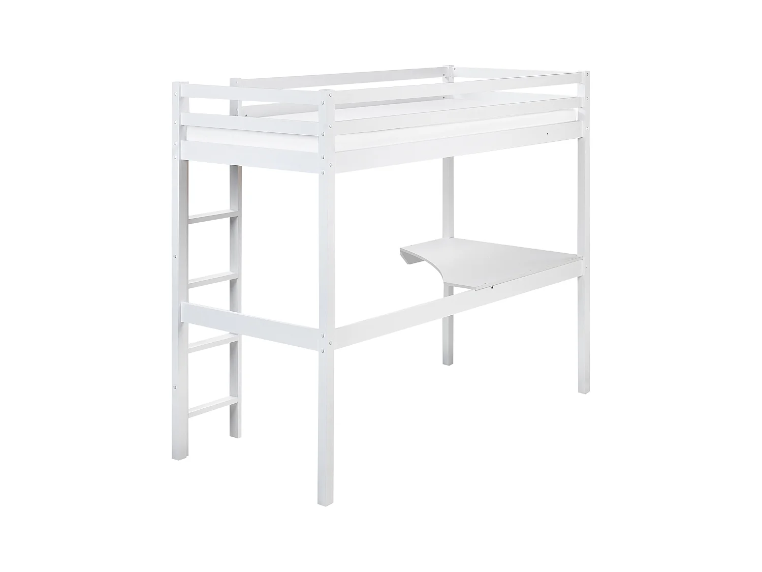 Lit superposé avec bureau Bois de pin LOURY 90 x 200 cm Blanc