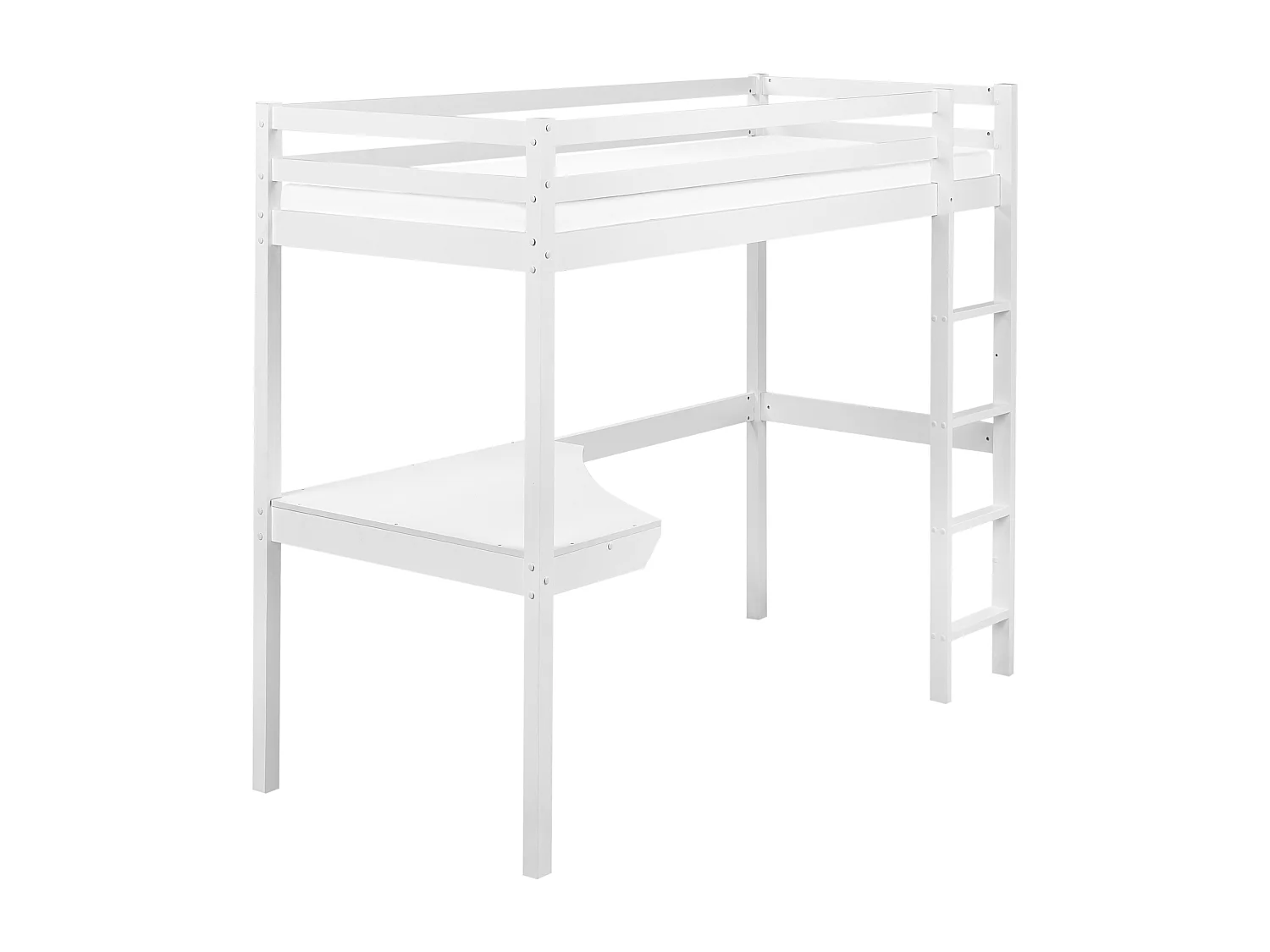 Lit superposé avec bureau Bois de pin LOURY 90 x 200 cm Blanc
