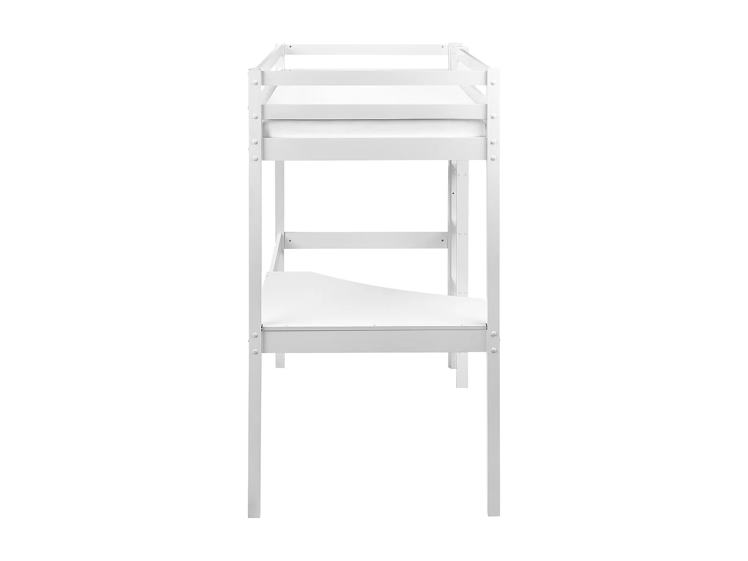 Lit superposé avec bureau Bois de pin LOURY 90 x 200 cm Blanc