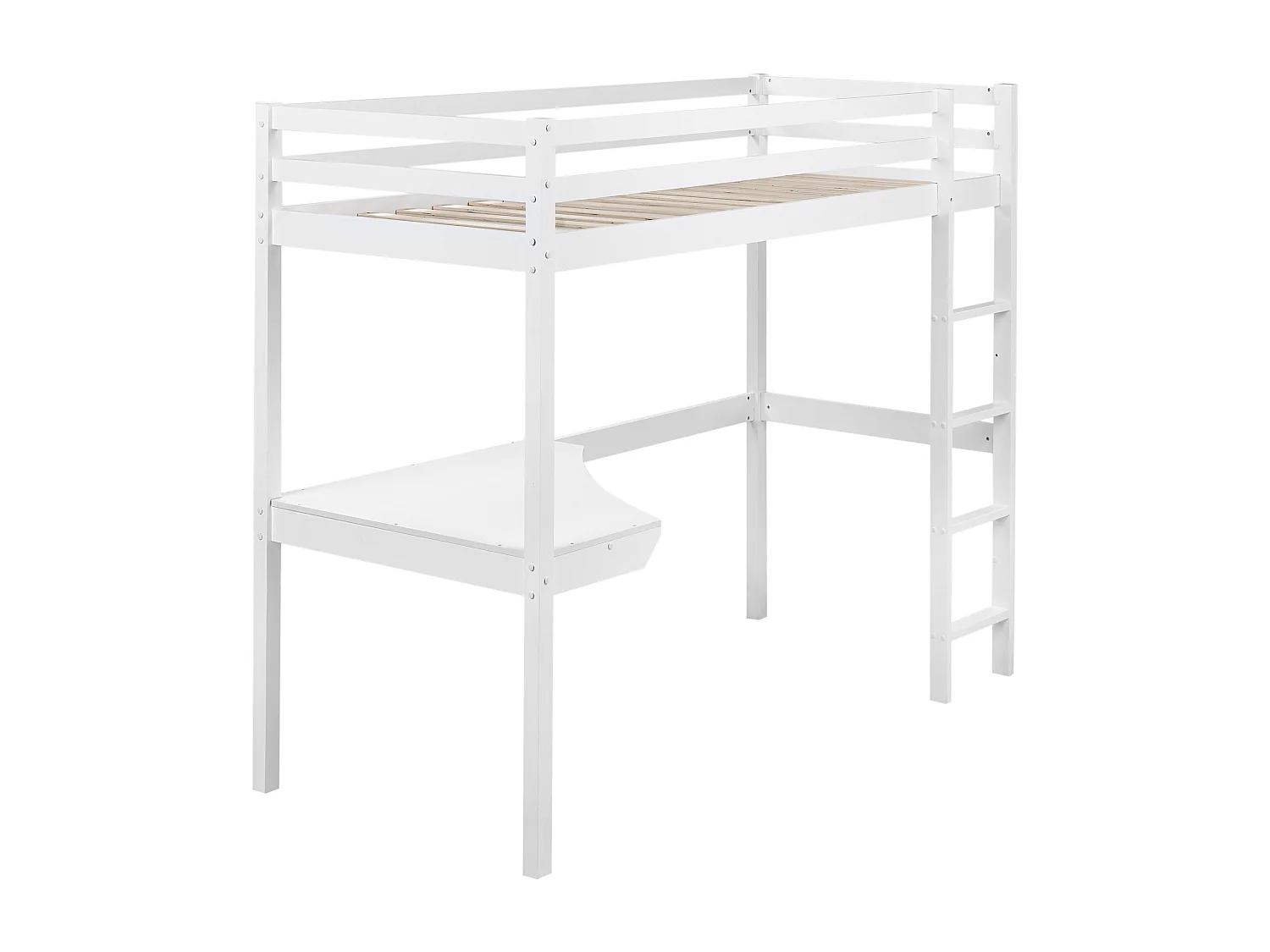 Letto a castello legno bianco con scrivania 90 x 200 cm LOURY