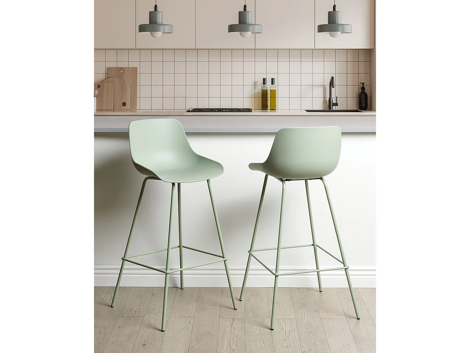 Lot de 2 chaises de bar EMMET Vert clair