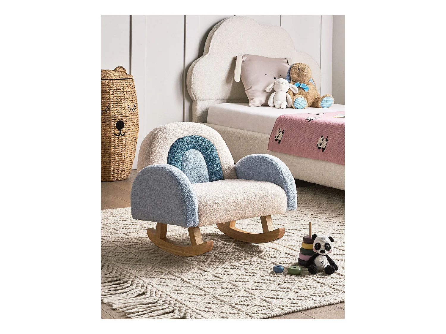 Chaise à bascule pour enfants Arc-en-ciel OMBO Bouclé Bleu clair