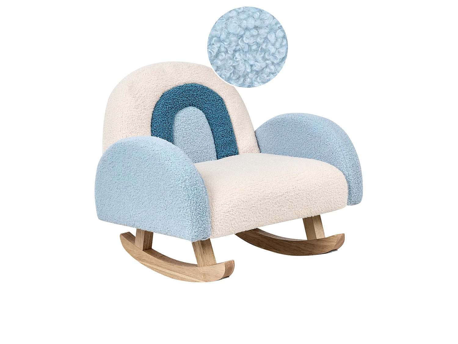 Kids Rocking Chair Rainbow OMBO Boucle Light Blue