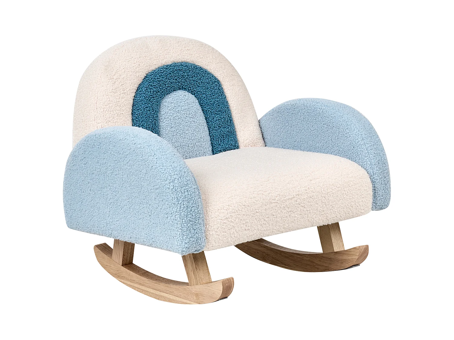 Kids Rocking Chair Rainbow OMBO Boucle Light Blue