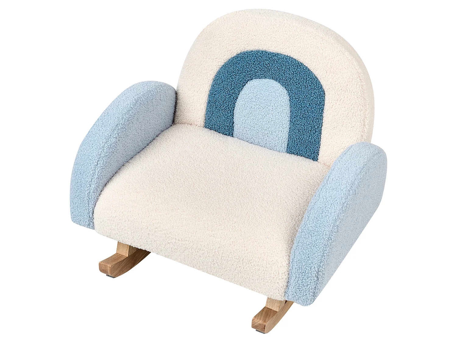 Kids Rocking Chair Rainbow OMBO Boucle Light Blue