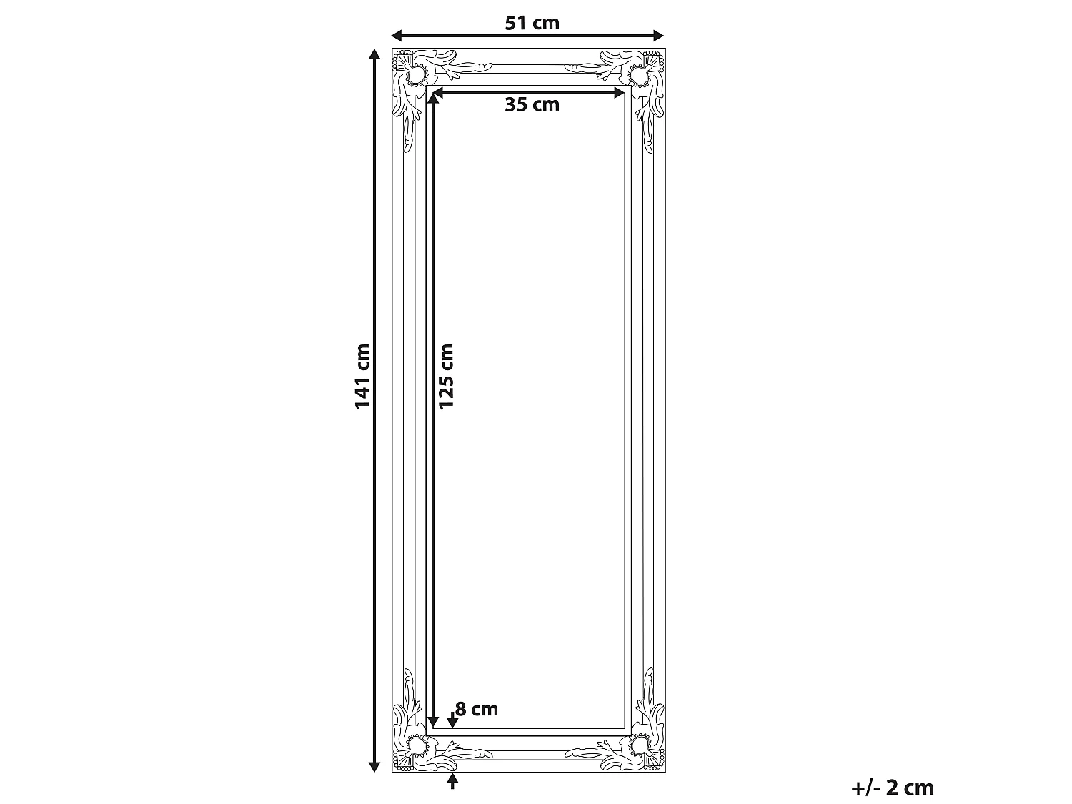 Miroir VARS 51 cm 141 cm Blanc
