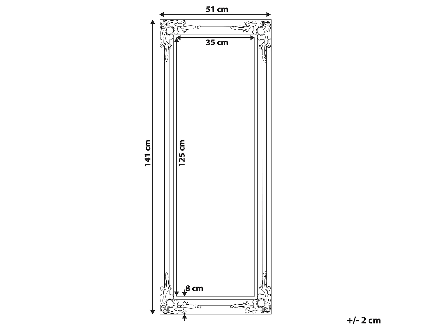 Miroir VARS 51 cm 141 cm Blanc