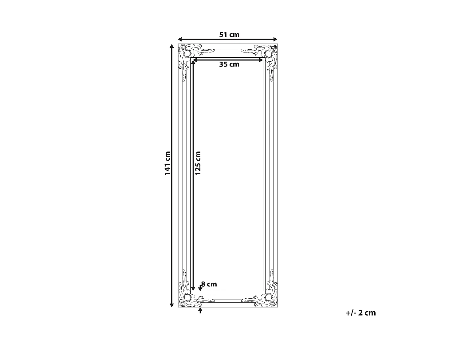 Miroir VARS 51 cm 141 cm Blanc