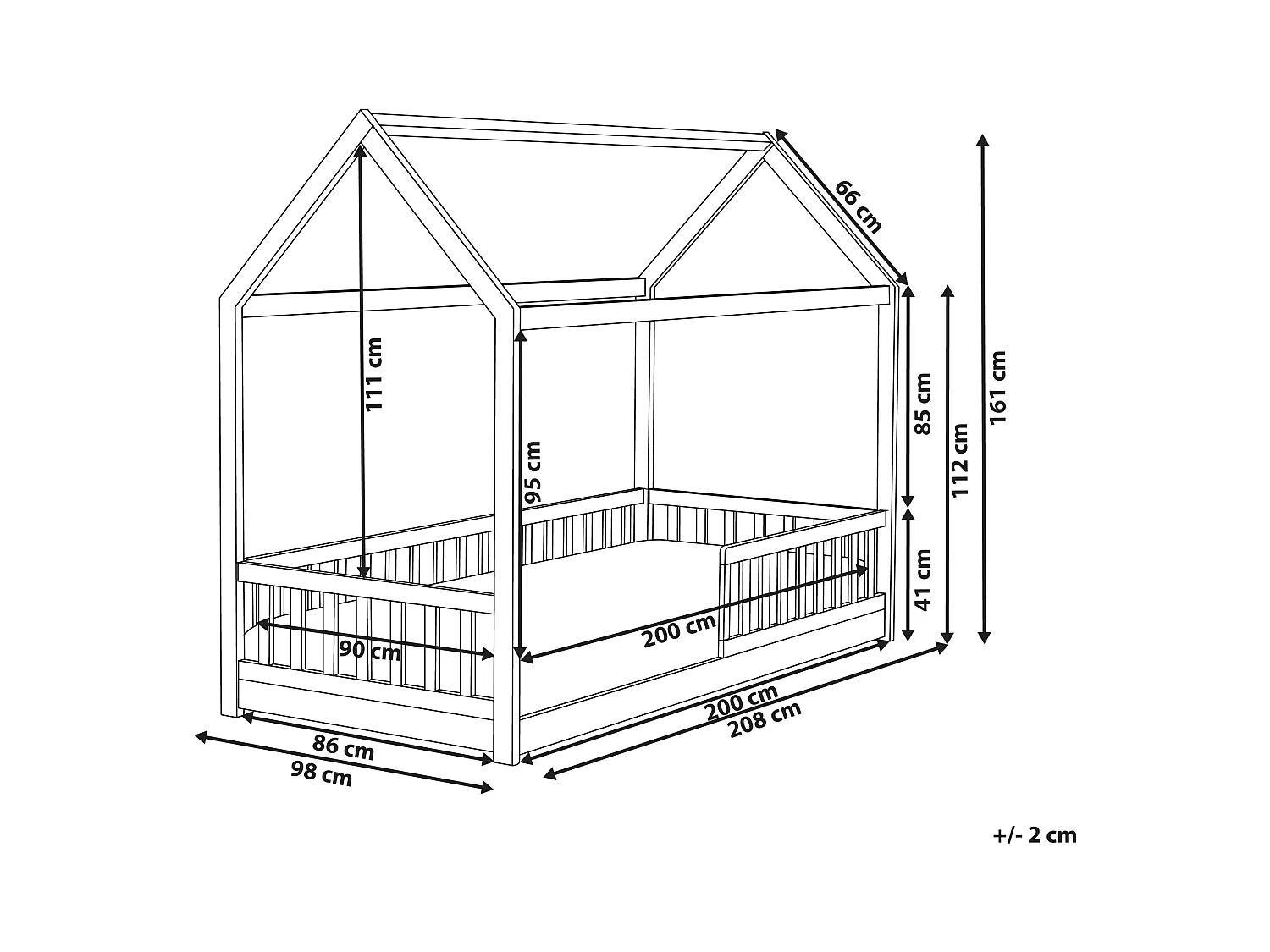Lit d'enfant Maison Bois de pin COSSAYE 90 x 200 cm Marron clair