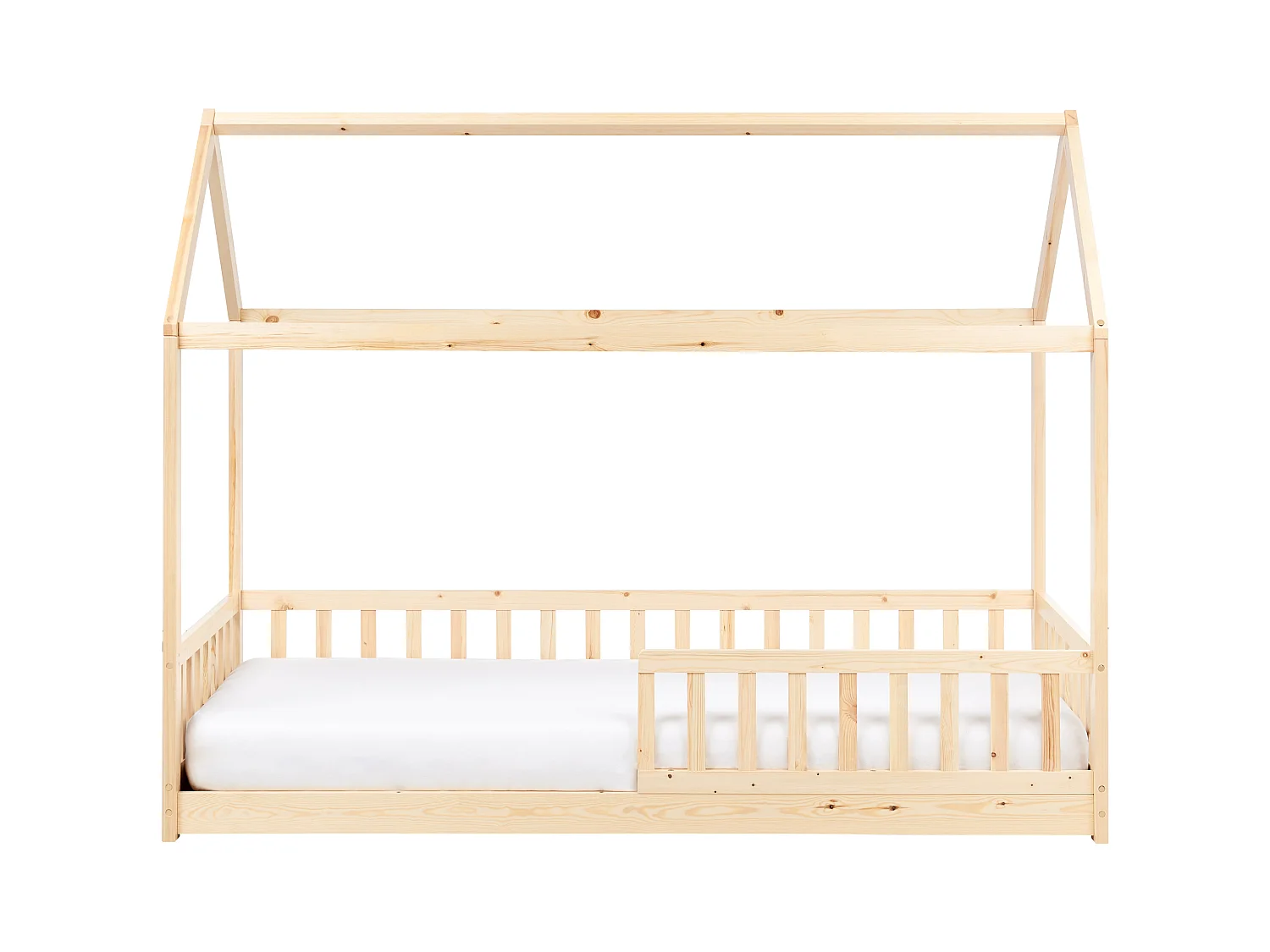 Lit d'enfant Maison Bois de pin COSSAYE 90 x 200 cm Marron clair