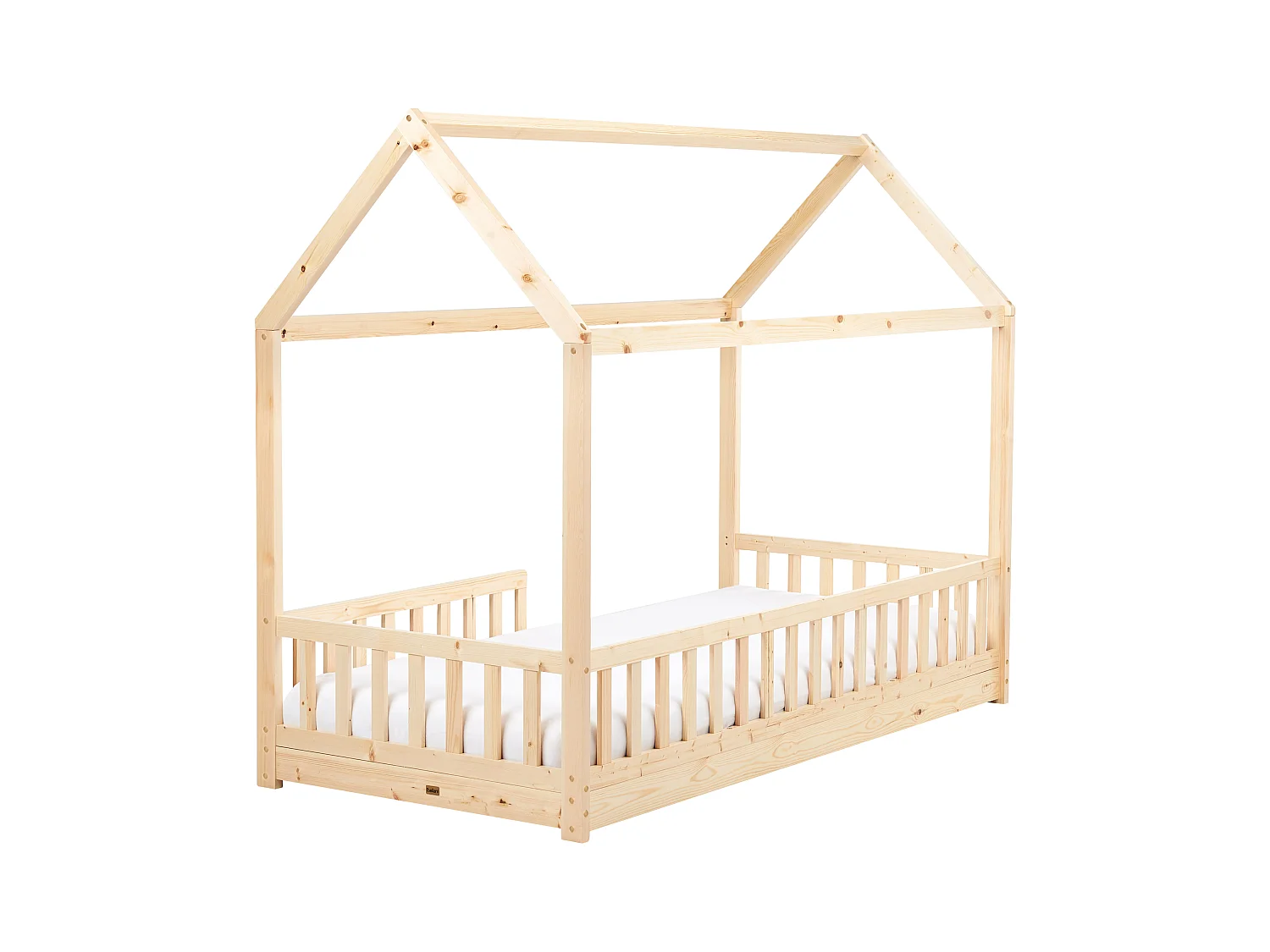 Lit d'enfant Maison Bois de pin COSSAYE 90 x 200 cm Marron clair