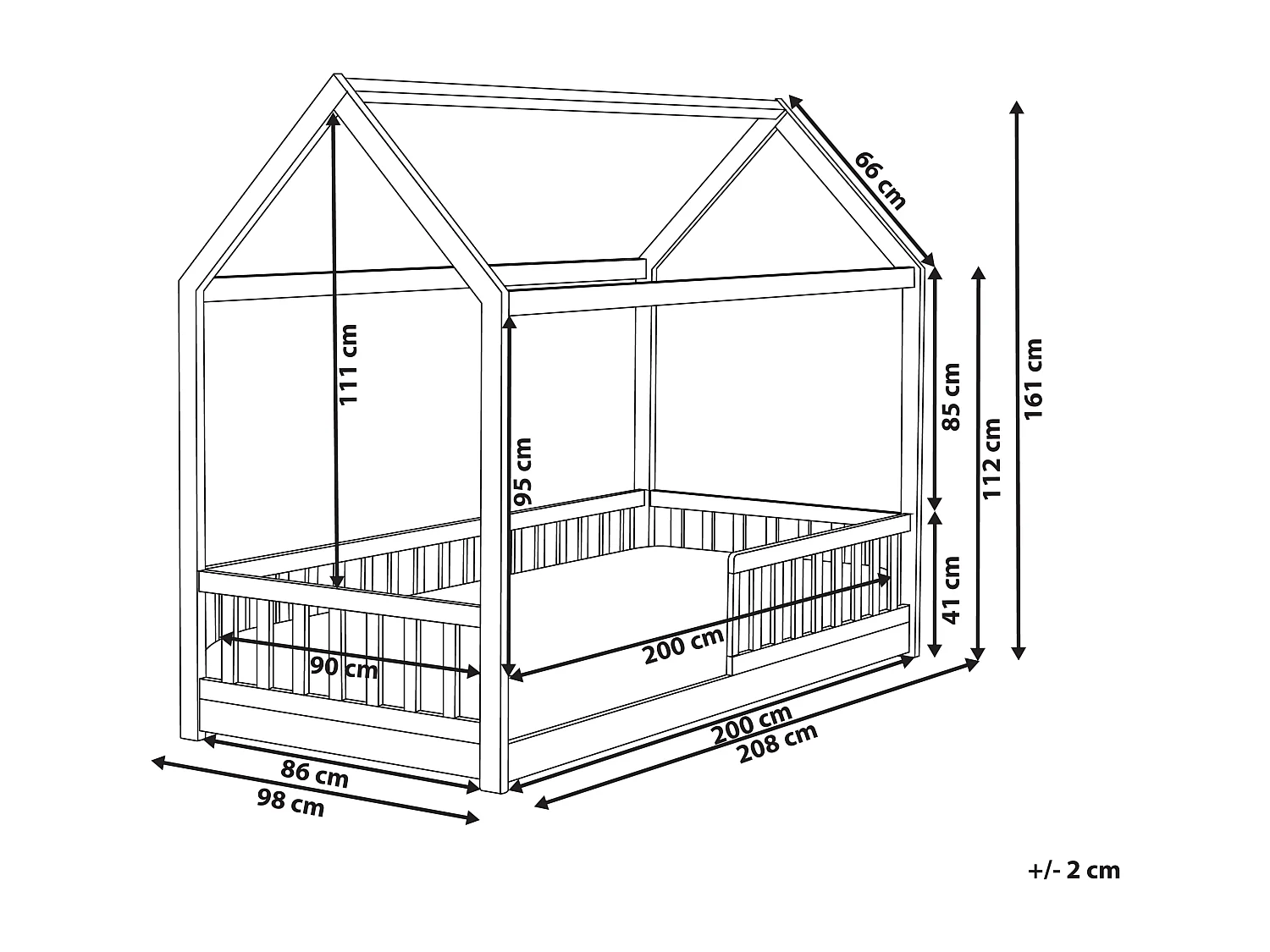 Lit d'enfant Maison Bois de pin COSSAYE 90 x 200 cm Marron clair