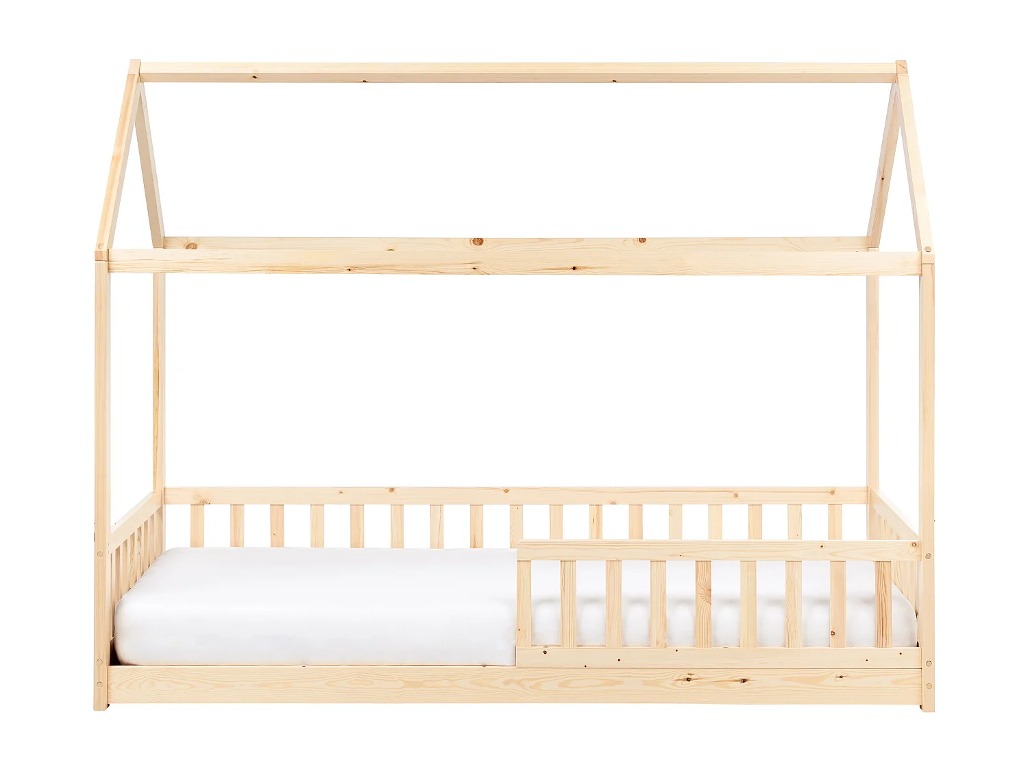 Lit d'enfant Maison Bois de pin COSSAYE 90 x 200 cm Marron clair