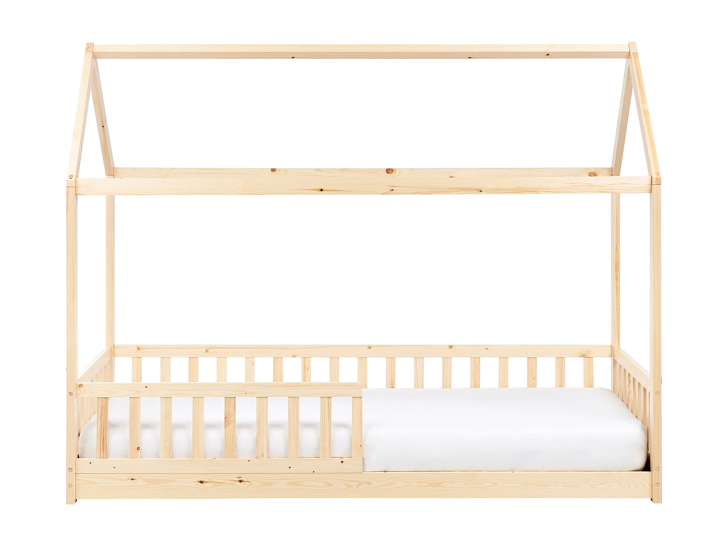 Lit d'enfant Maison Bois de pin COSSAYE 90 x 200 cm Marron clair