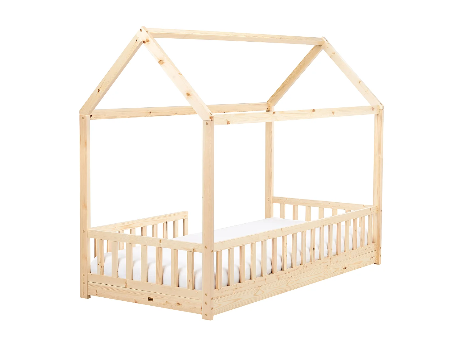 Lit d'enfant Maison Bois de pin COSSAYE 90 x 200 cm Marron clair