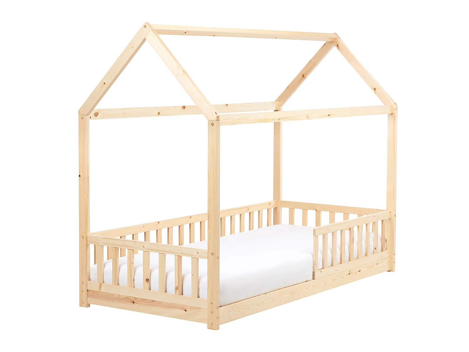 Kids Bed House Pine Wood COSSAYE 90 x 200 cm (EU Single) Light Brown