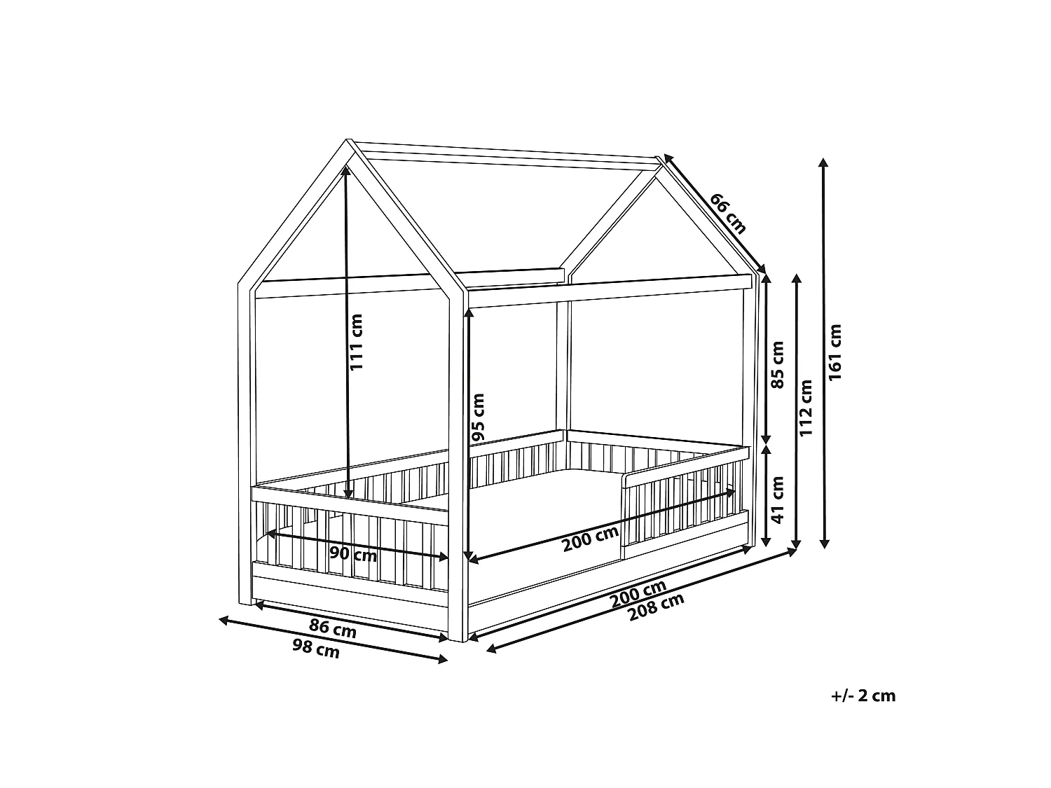 Kids Bed House Pine Wood COSSAYE 90 x 200 cm (EU Single) Light Brown