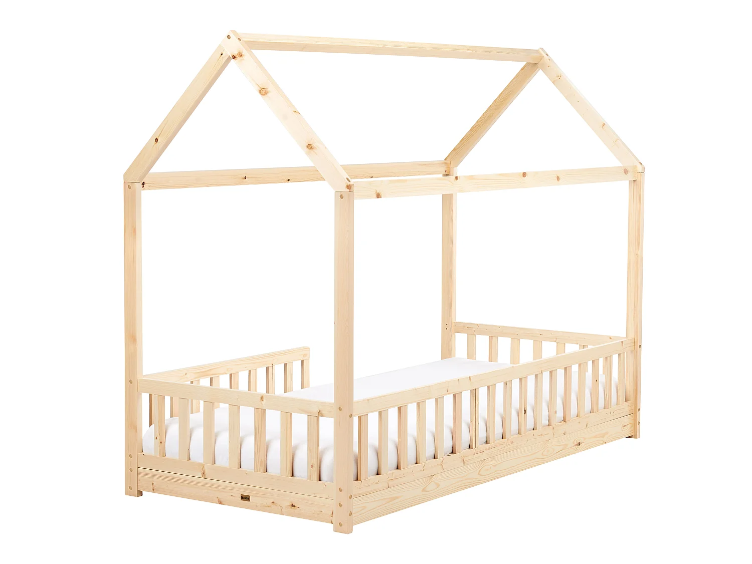Kids Bed House Pine Wood COSSAYE 90 x 200 cm (EU Single) Light Brown