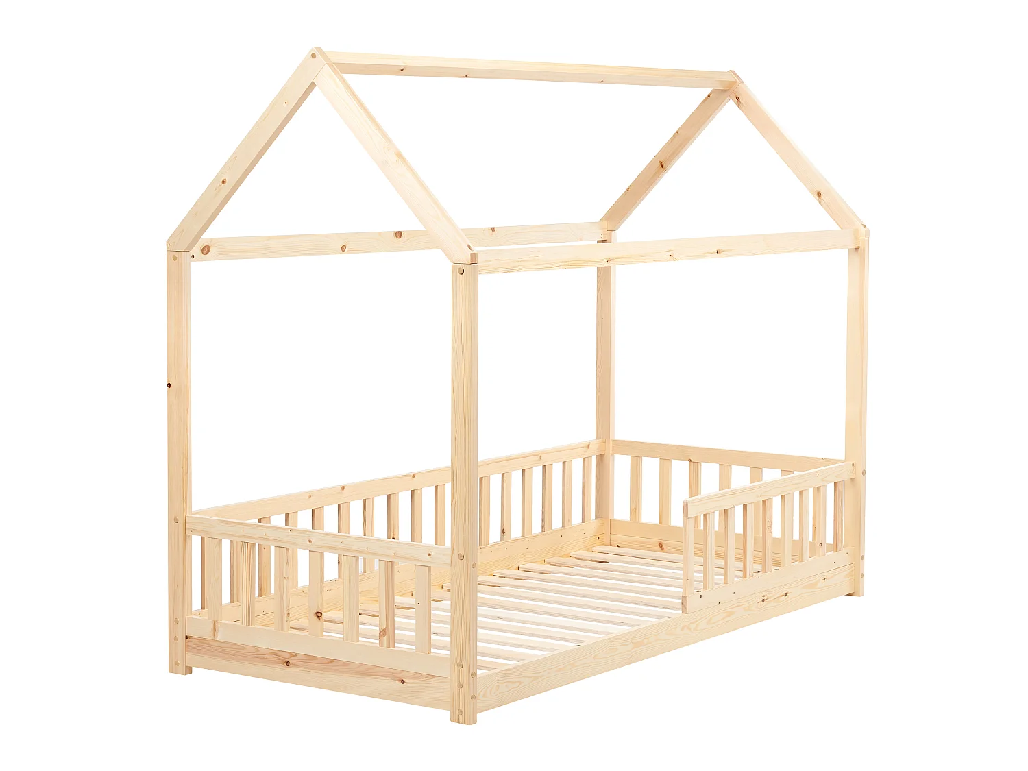 Kids Bed House Pine Wood COSSAYE 90 x 200 cm (EU Single) Light Brown