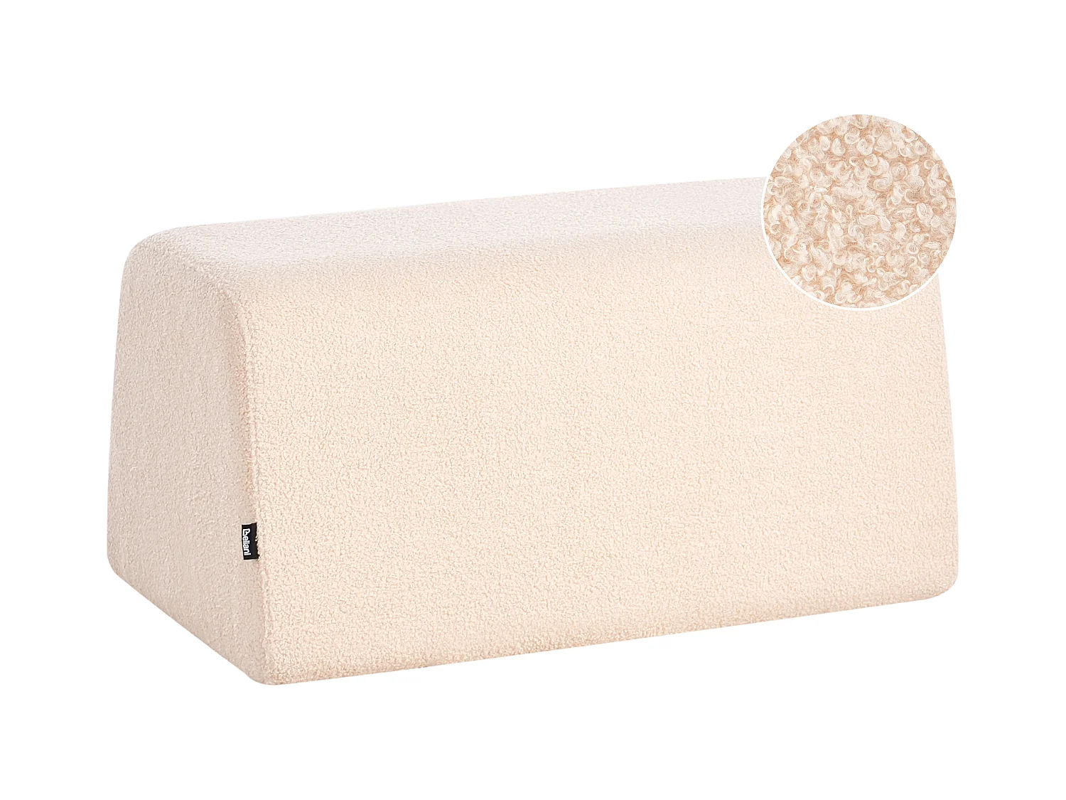 Pouf Bouclé Stoff gepolstert beige Sitzbank Fußhocker Sinclair