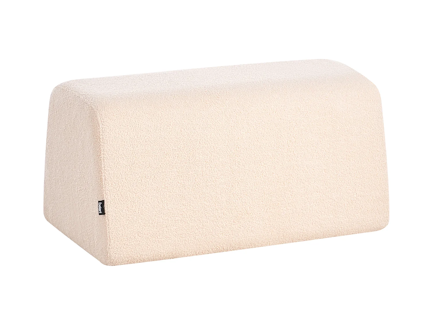 Pouf Bouclé Stoff gepolstert beige Sitzbank Fußhocker Sinclair