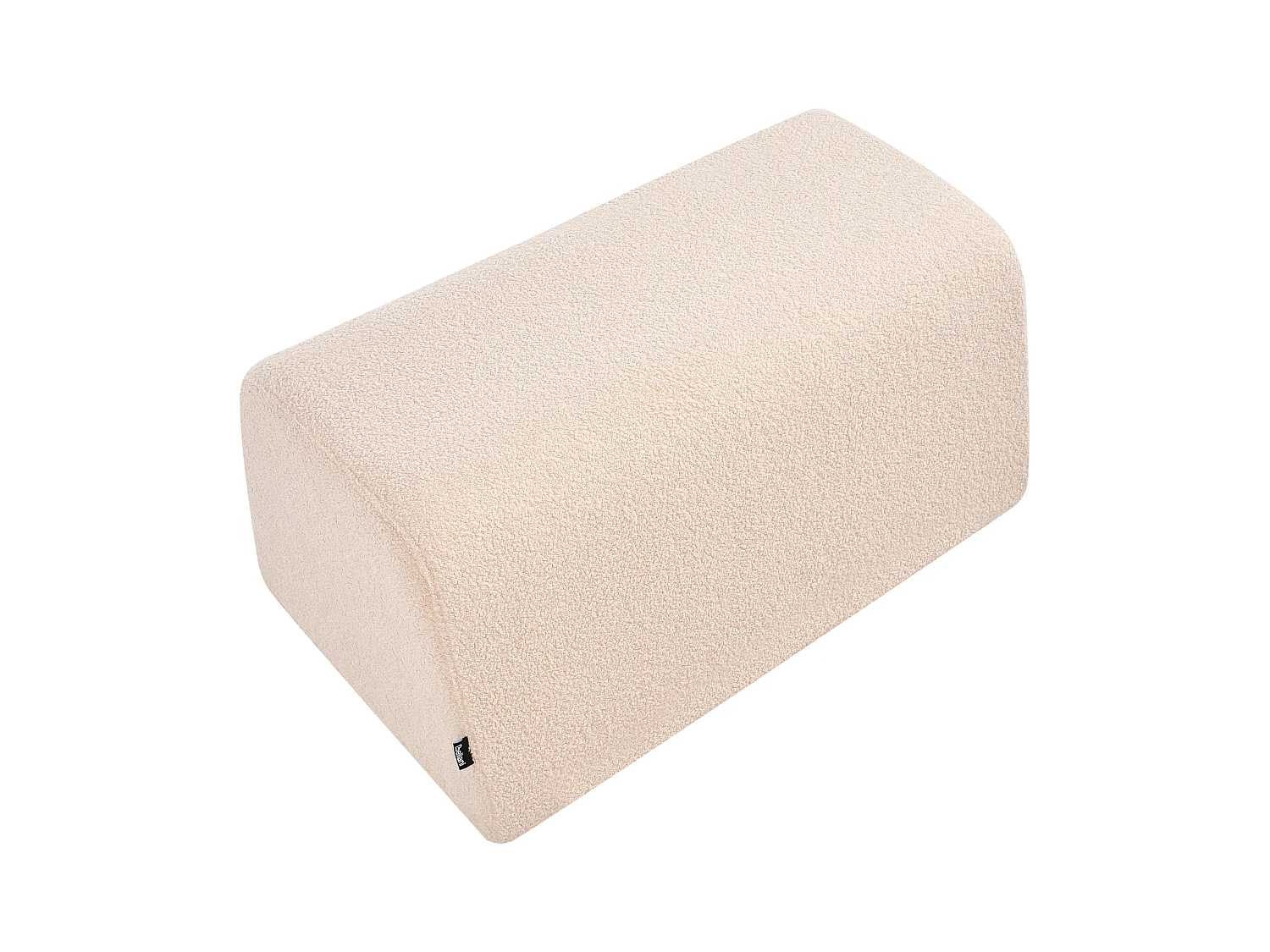 Pouf Bouclé Stoff gepolstert beige Sitzbank Fußhocker Sinclair