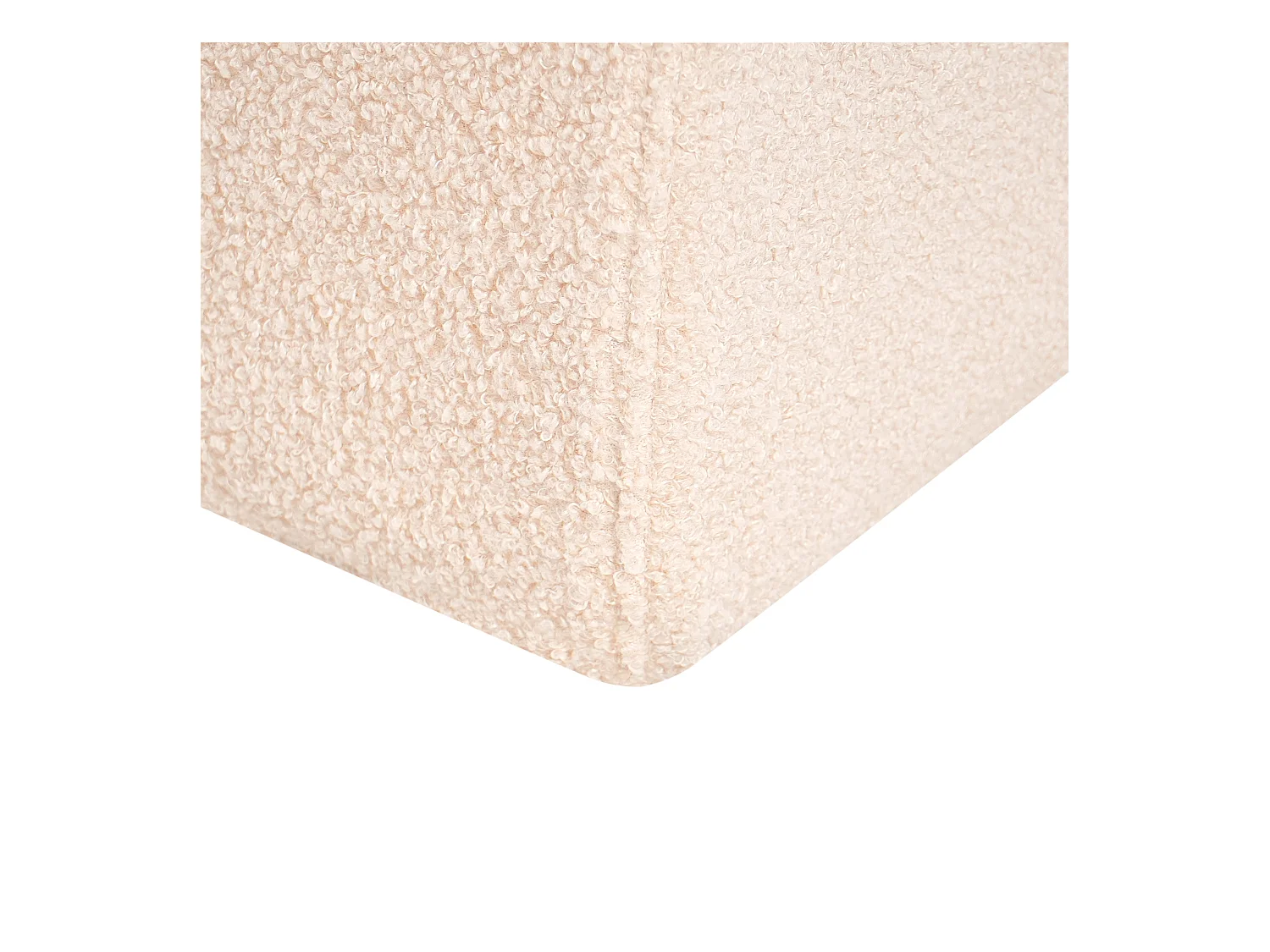 Pouf Bouclé Stoff gepolstert beige Sitzbank Fußhocker Sinclair