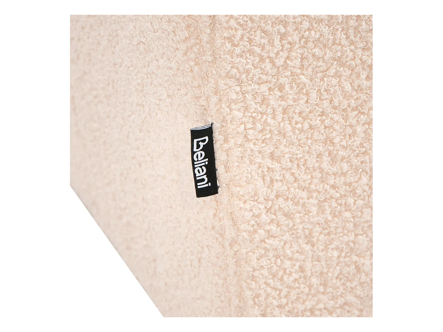 Pouf Bouclé Stoff gepolstert beige Sitzbank Fußhocker Sinclair