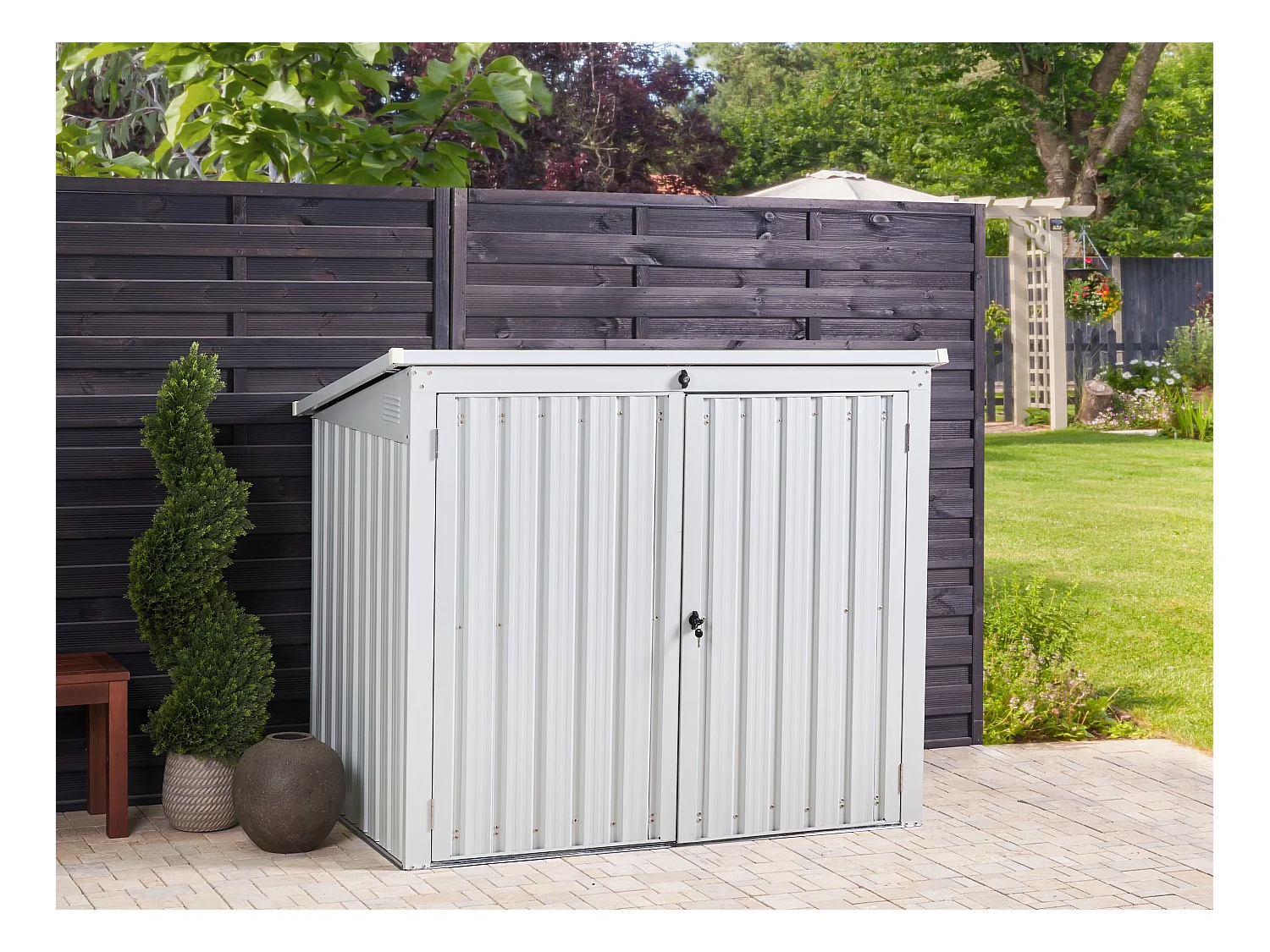 Remise à outils MOENA 158 cm 96 cm Gris clair