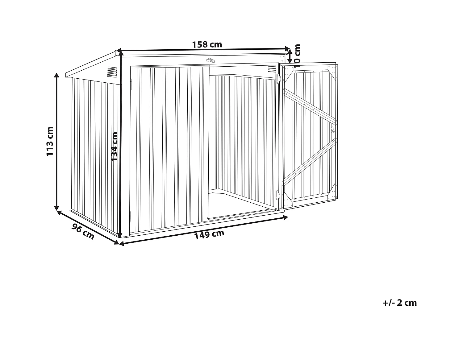 Remise à outils MOENA 158 cm 96 cm Gris clair
