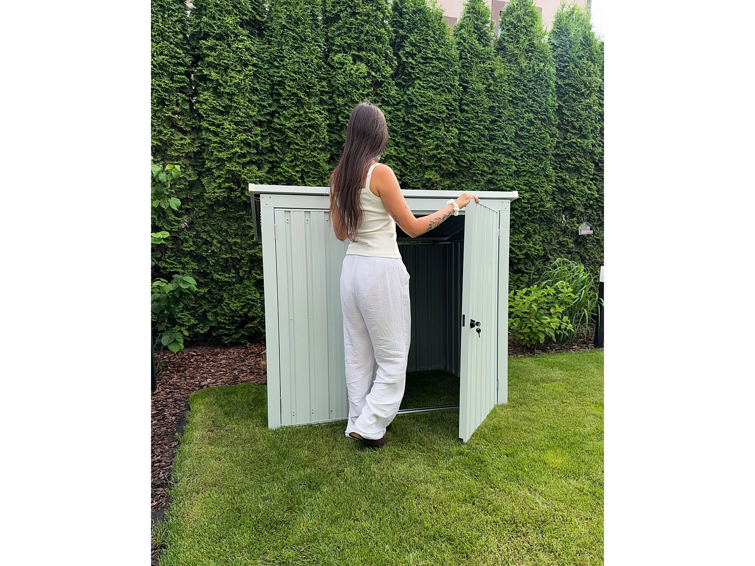 Abri de jardin MOENA Métal 158 cm 96 cm Gris clair