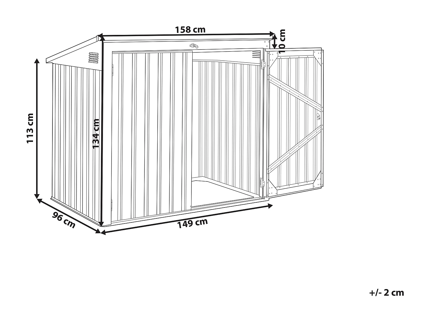 Gerätehaus MOENA Metall 158 cm 96 cm Hellgrau