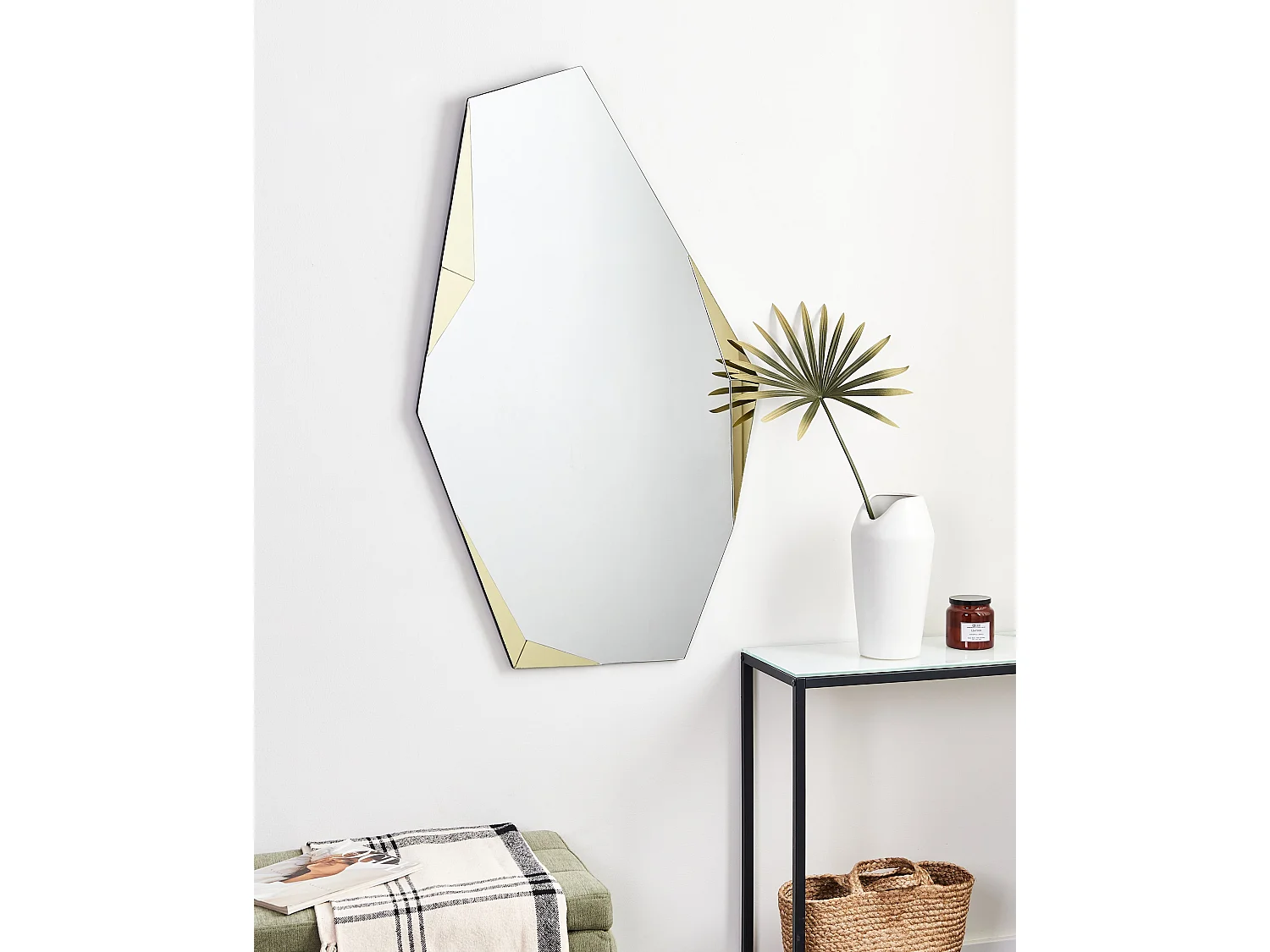 Wandspiegel silber / gold 68 x 120 asymmetrische Form getöntes Glas Arguel