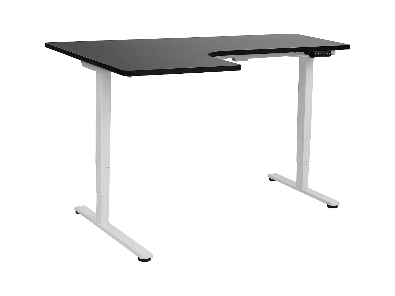 Bureau d'angle réglable électriquement DESTINES Noir/blanc 160 cm 109 cm Côté droite