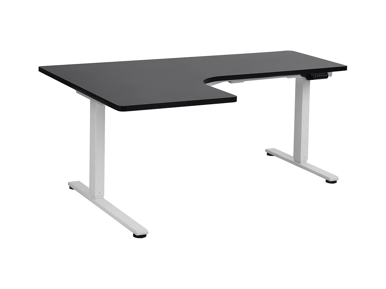 Bureau d'angle réglable électriquement DESTINES Noir/blanc 160 cm 109 cm Côté droite