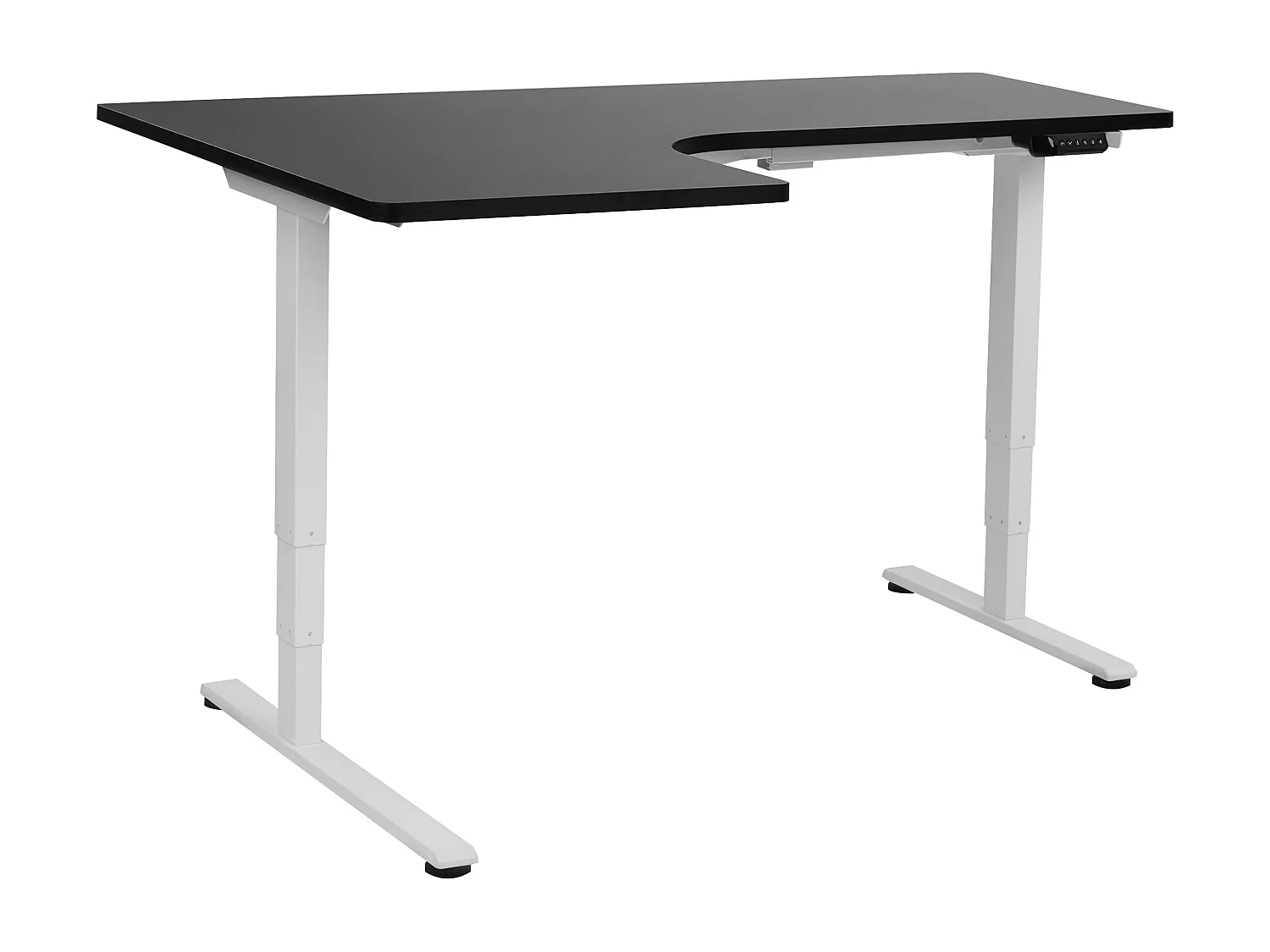 Bureau d'angle réglable électriquement DESTINES Noir/blanc 160 cm 109 cm Côté gauche