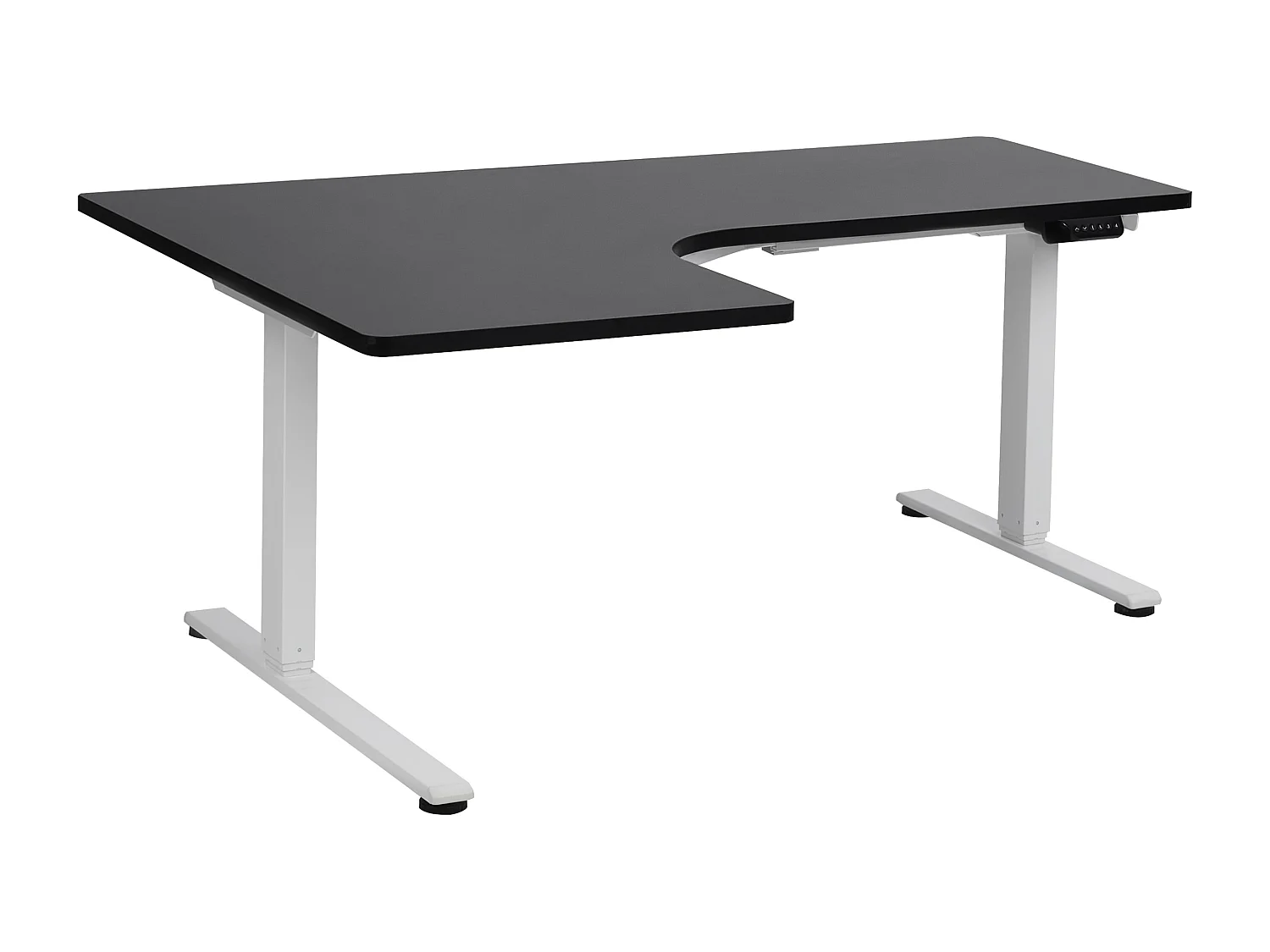 Bureau d'angle réglable électriquement DESTINES Noir/blanc 160 cm 109 cm Côté gauche