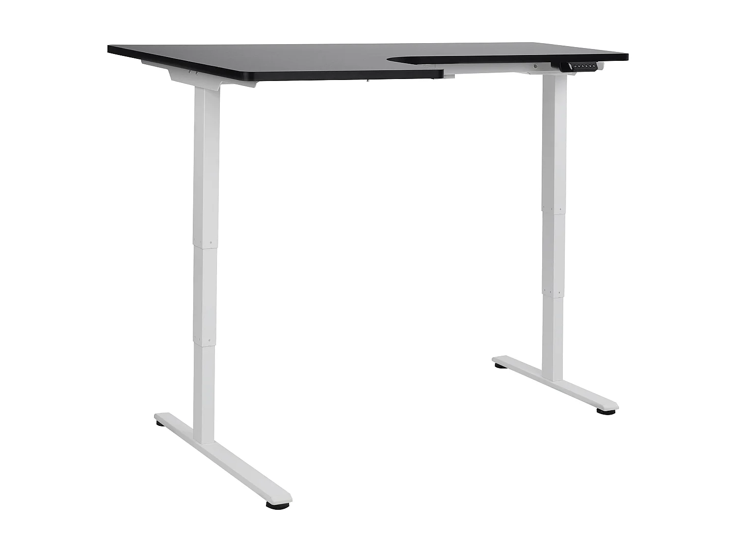 Bureau d'angle réglable électriquement DESTINES Noir/blanc 160 cm 109 cm Côté gauche