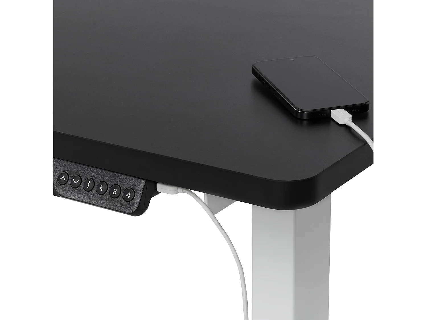 Bureau d'angle à gauche ajustable électriquement 160 x 59 cm blanc et noir DESTINES