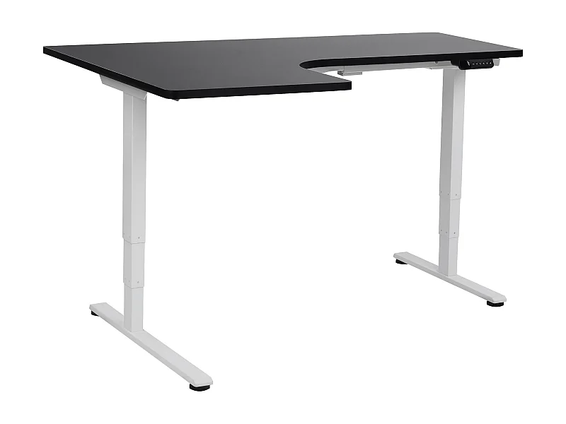 Bureau d'angle réglable électriquement DESTINES Noir/blanc 160 cm 109 cm Côté droite