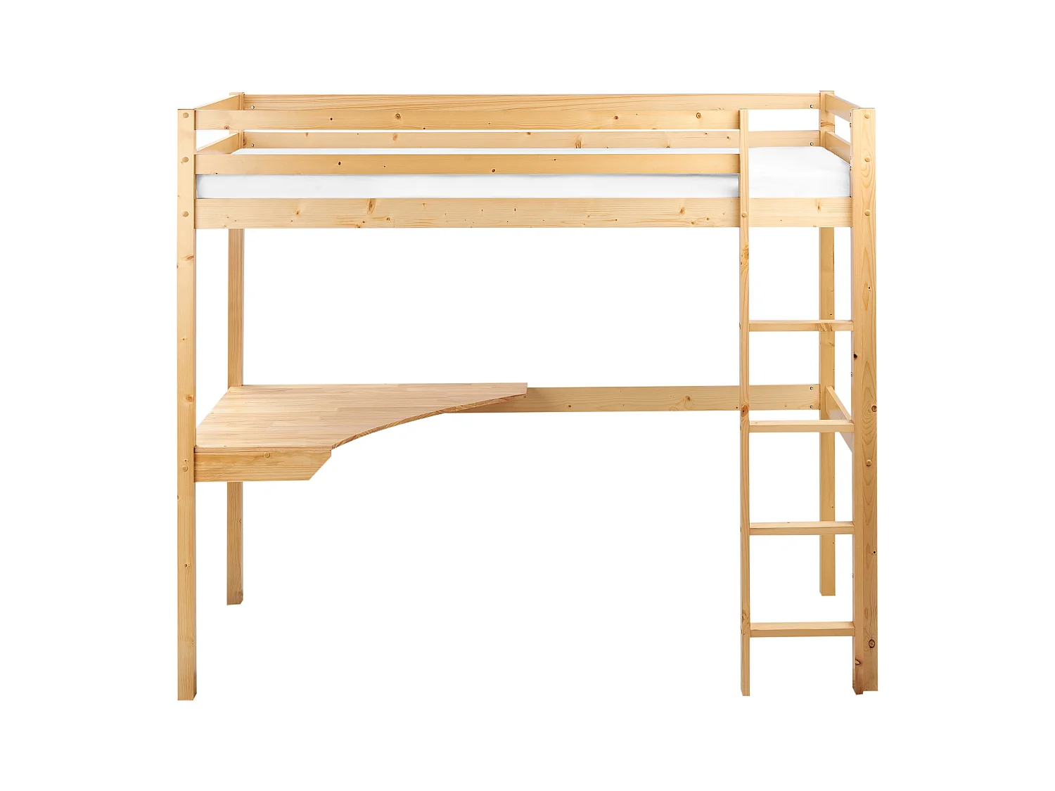 Łóżko dziecięce na antresoli z biurkiem drewniane 90 x 200 cm jasne LOURY