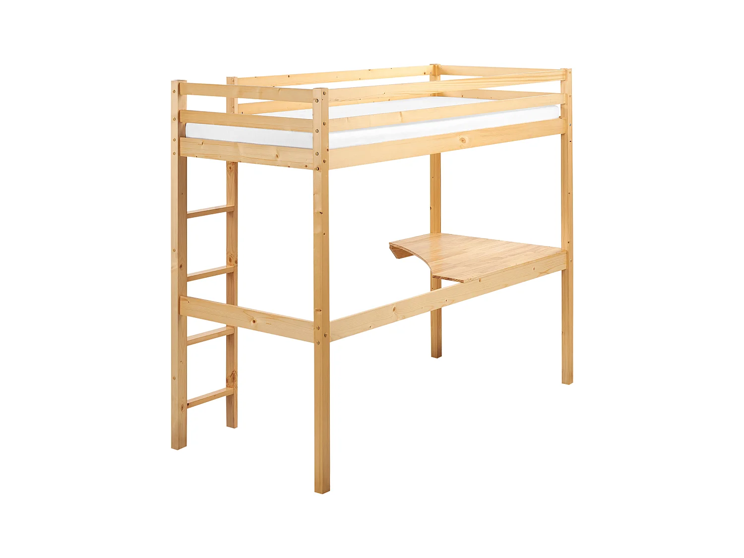 Łóżko dziecięce na antresoli z biurkiem drewniane 90 x 200 cm jasne LOURY