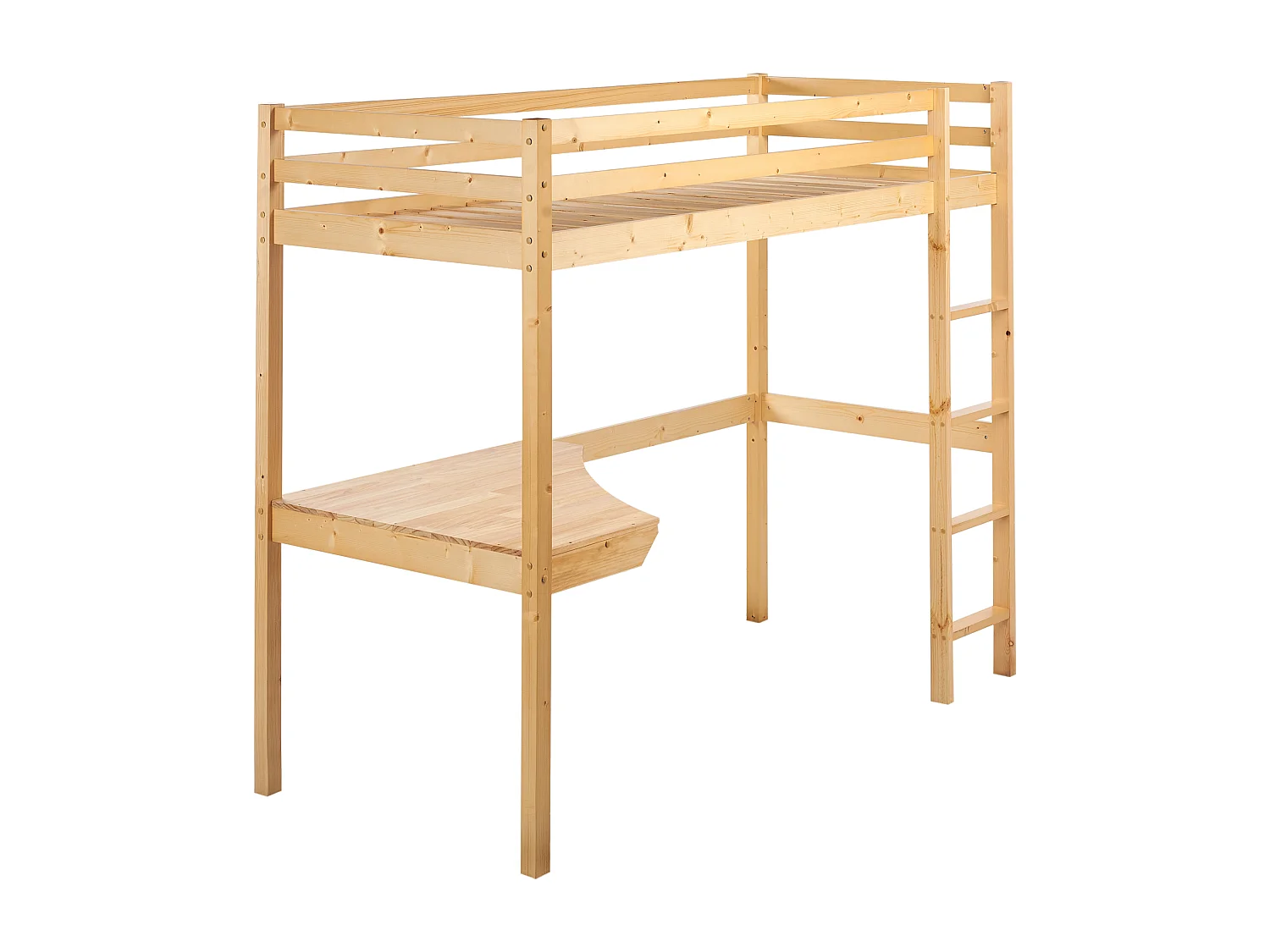 Lit superposé avec bureau Bois de pin LOURY 90 x 200 cm Marron clair